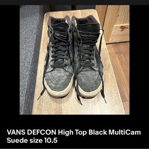 Vans Defcon High-Top Sneakers in Black with Cream Sole